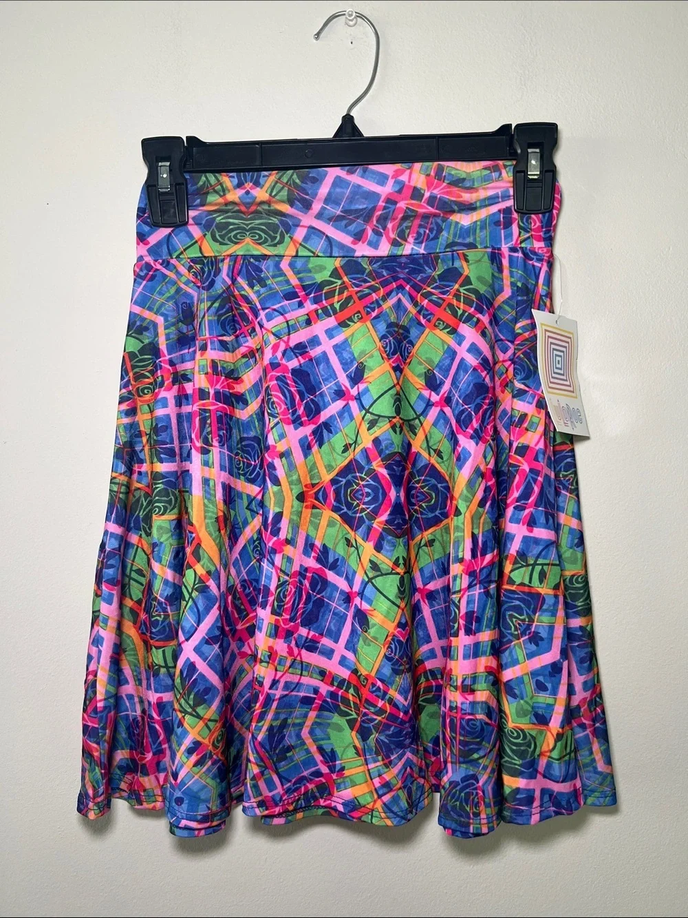LuLaRoe Kid’s Azure Colorful Geometric & Floral Print Skirt